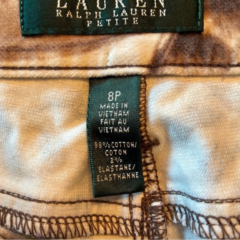 Ralph Lauren Petite Palm Leaf Pants 8P | Stretch Straight Leg Neutral Spring - Picture 7 of 7